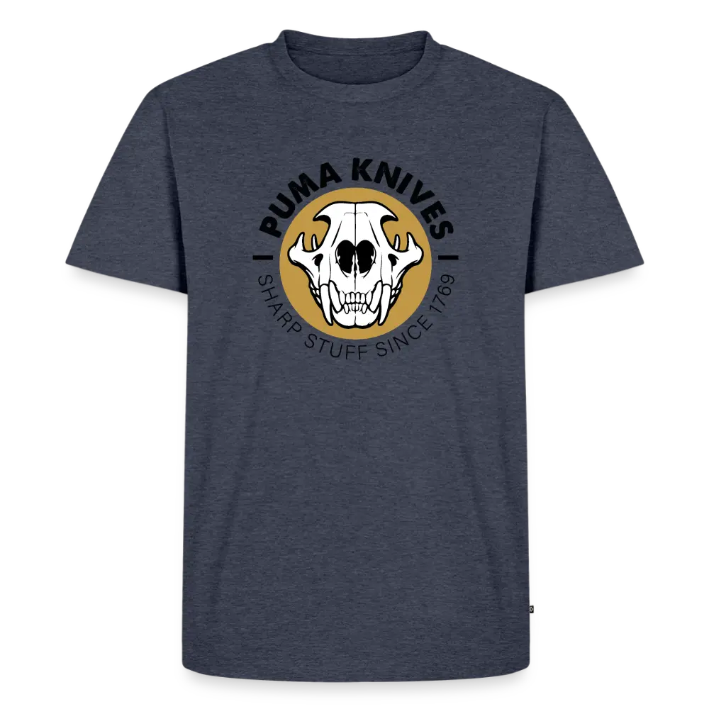 Men’s Premium T-Shirt Skull Frontal Sharp Stuff - heather denim