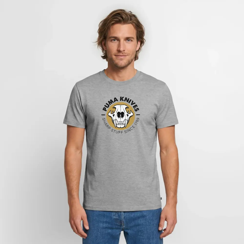 Men’s Premium T-Shirt Skull Frontal Sharp Stuff - heather grey