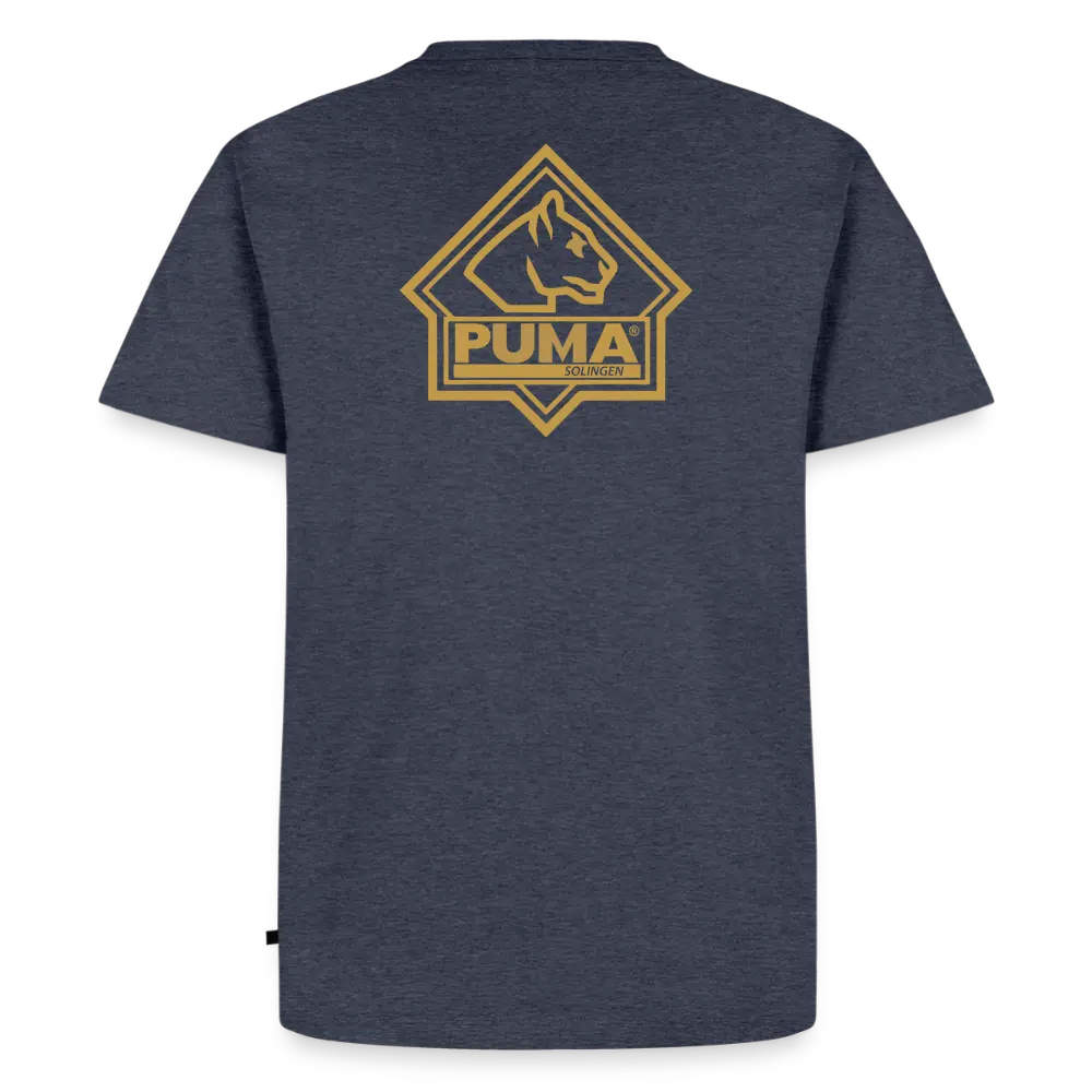 Men’s Premium T-Shirt PUMA Heritage Logo Back - heather denim