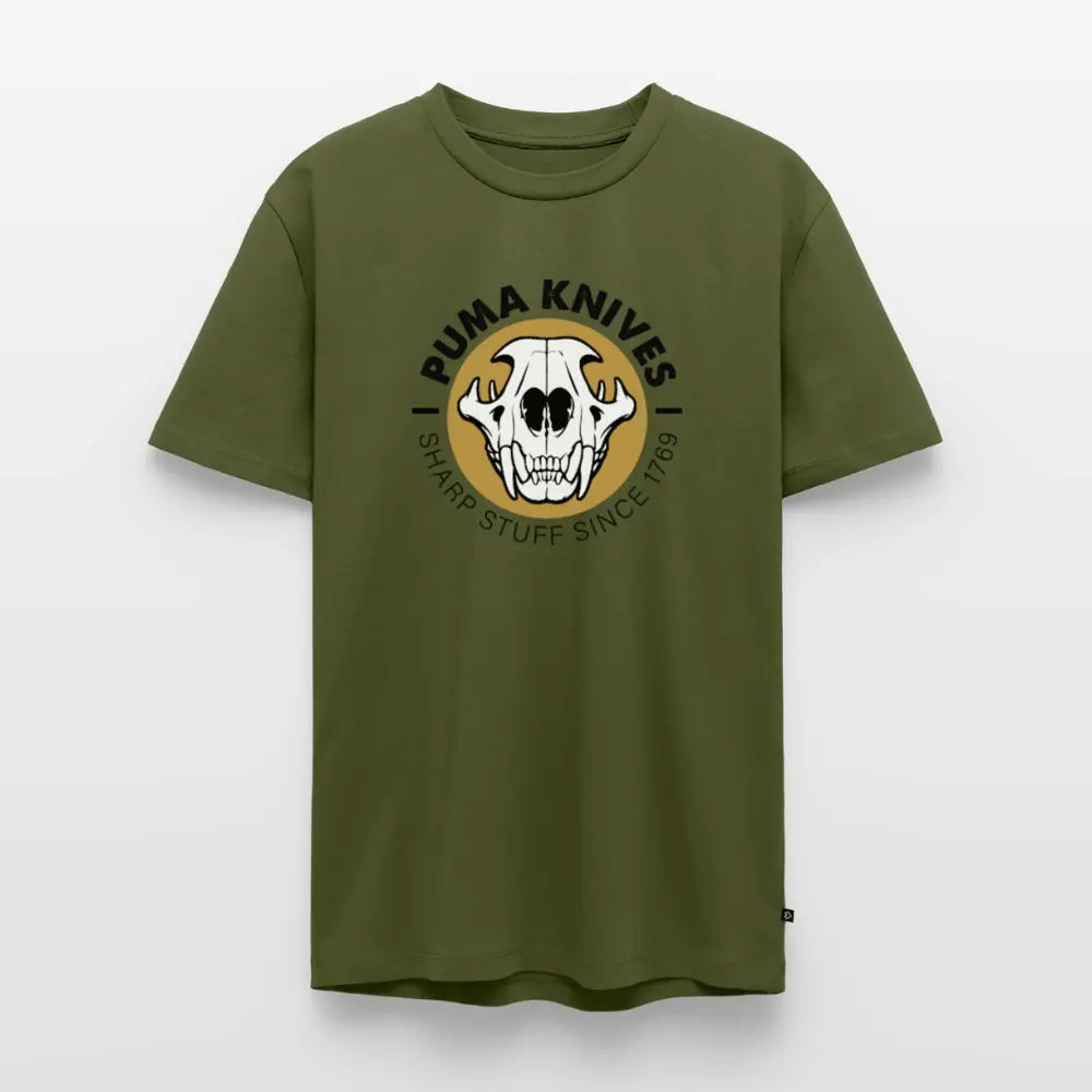 Men’s Premium T-Shirt Skull Frontal Sharp Stuff - khaki