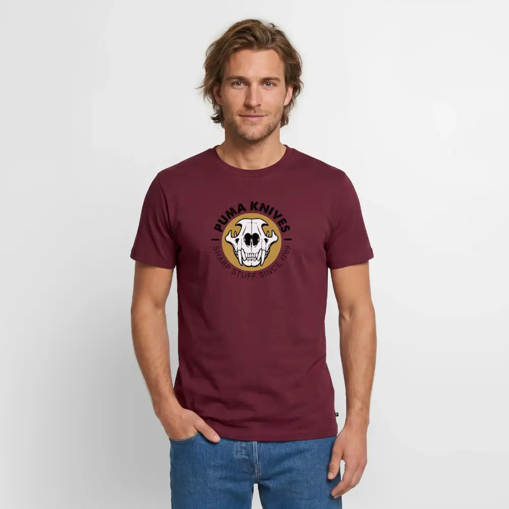 Men’s Premium T-Shirt Skull Frontal Sharp Stuff - burgundy