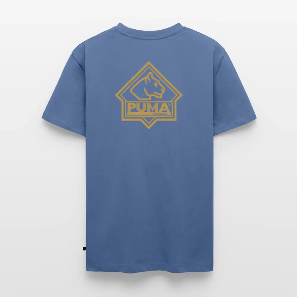 Men’s Premium T-Shirt PUMA Heritage Logo Back - stone blue