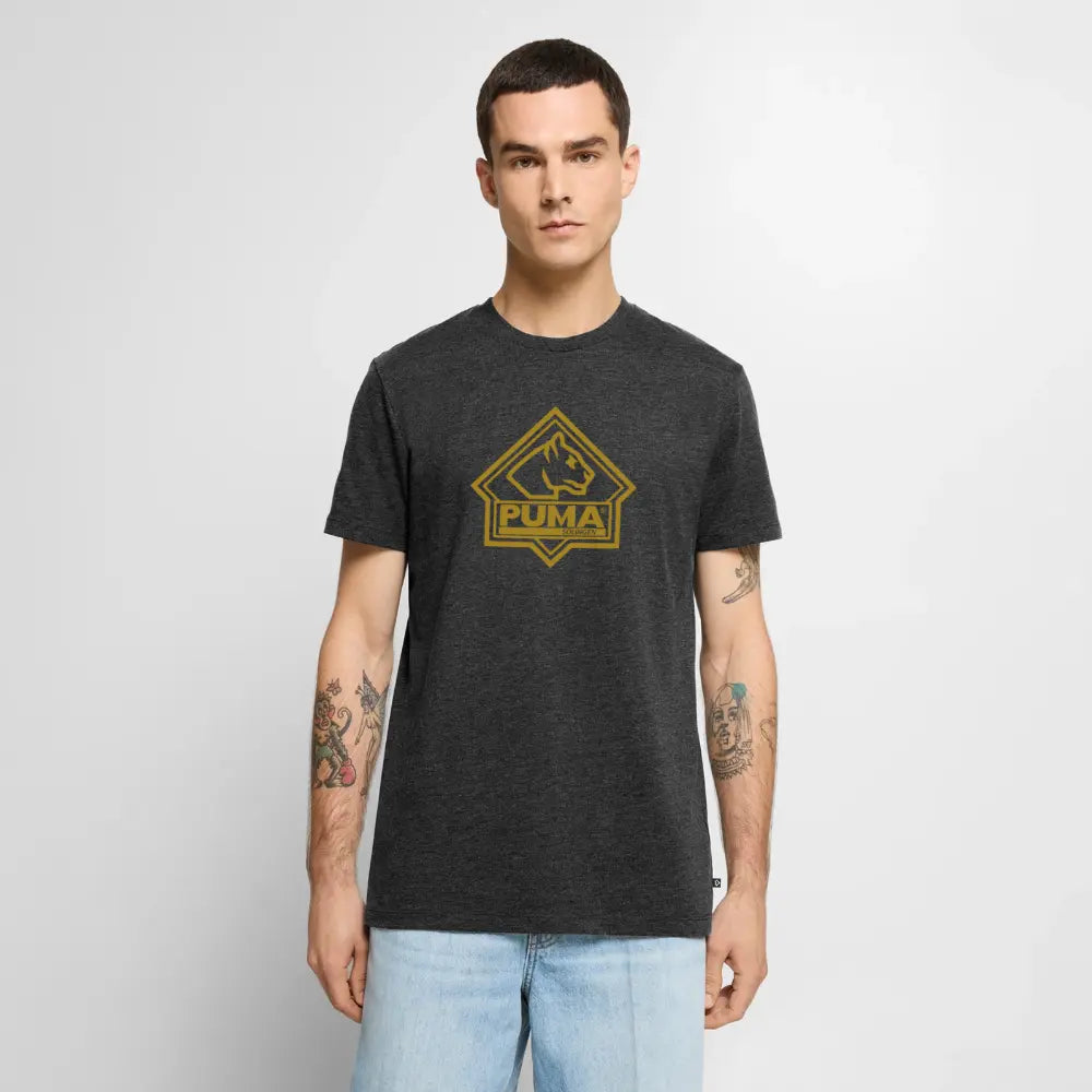 Men’s Premium T-Shirt PUMA Heritage Logo Front - heather anthracite