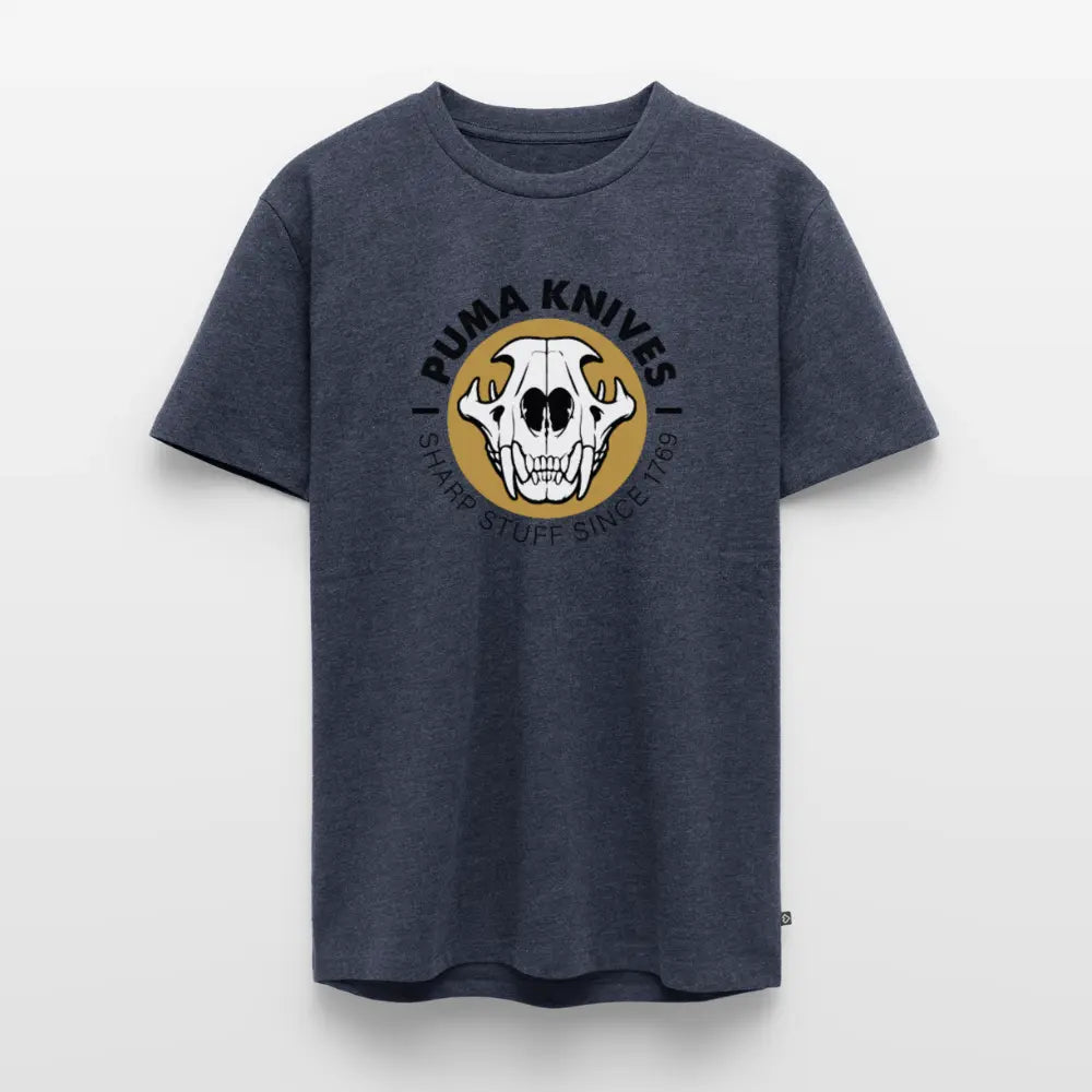 Men’s Premium T-Shirt Skull Frontal Sharp Stuff - heather denim