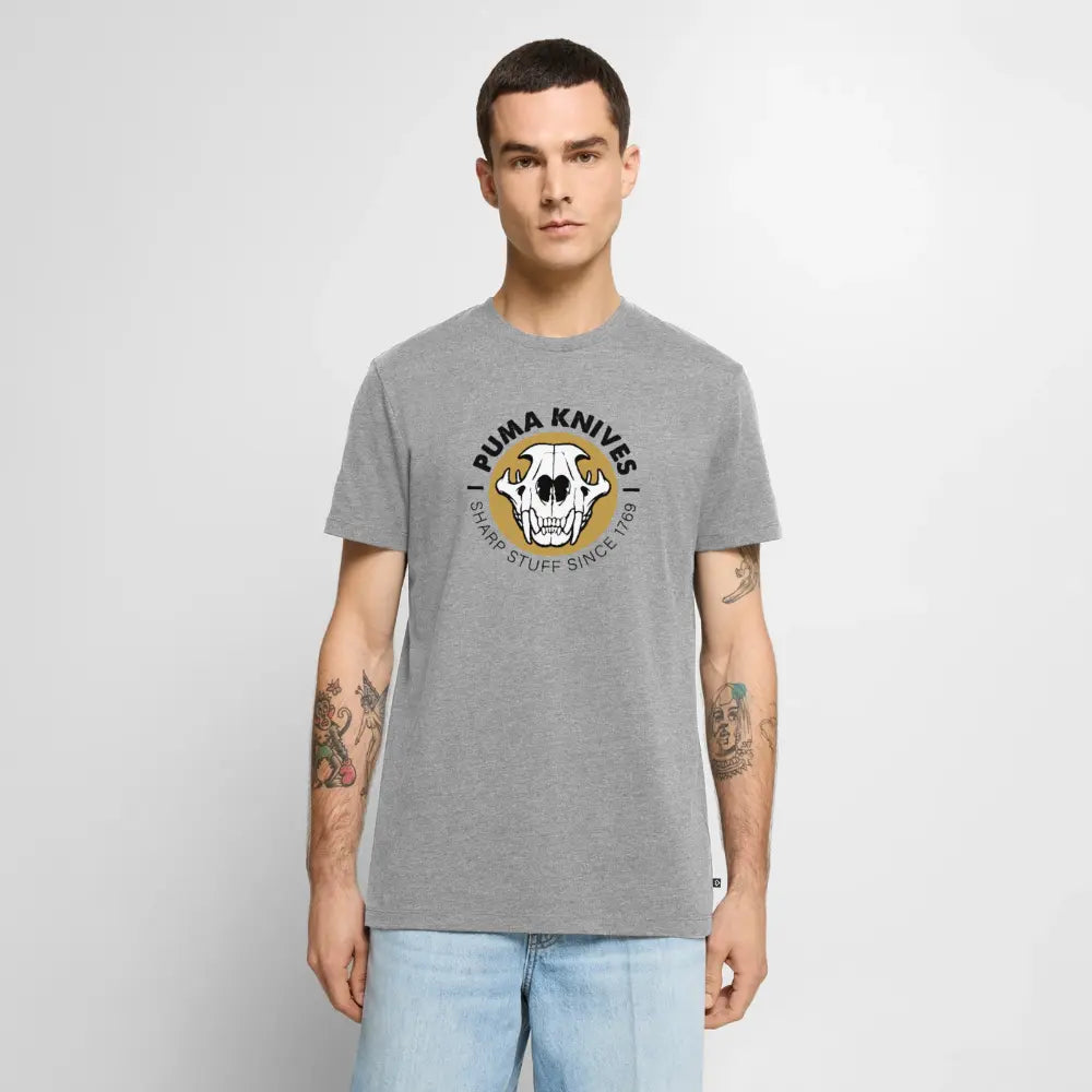Men’s Premium T-Shirt Skull Frontal Sharp Stuff - heather grey