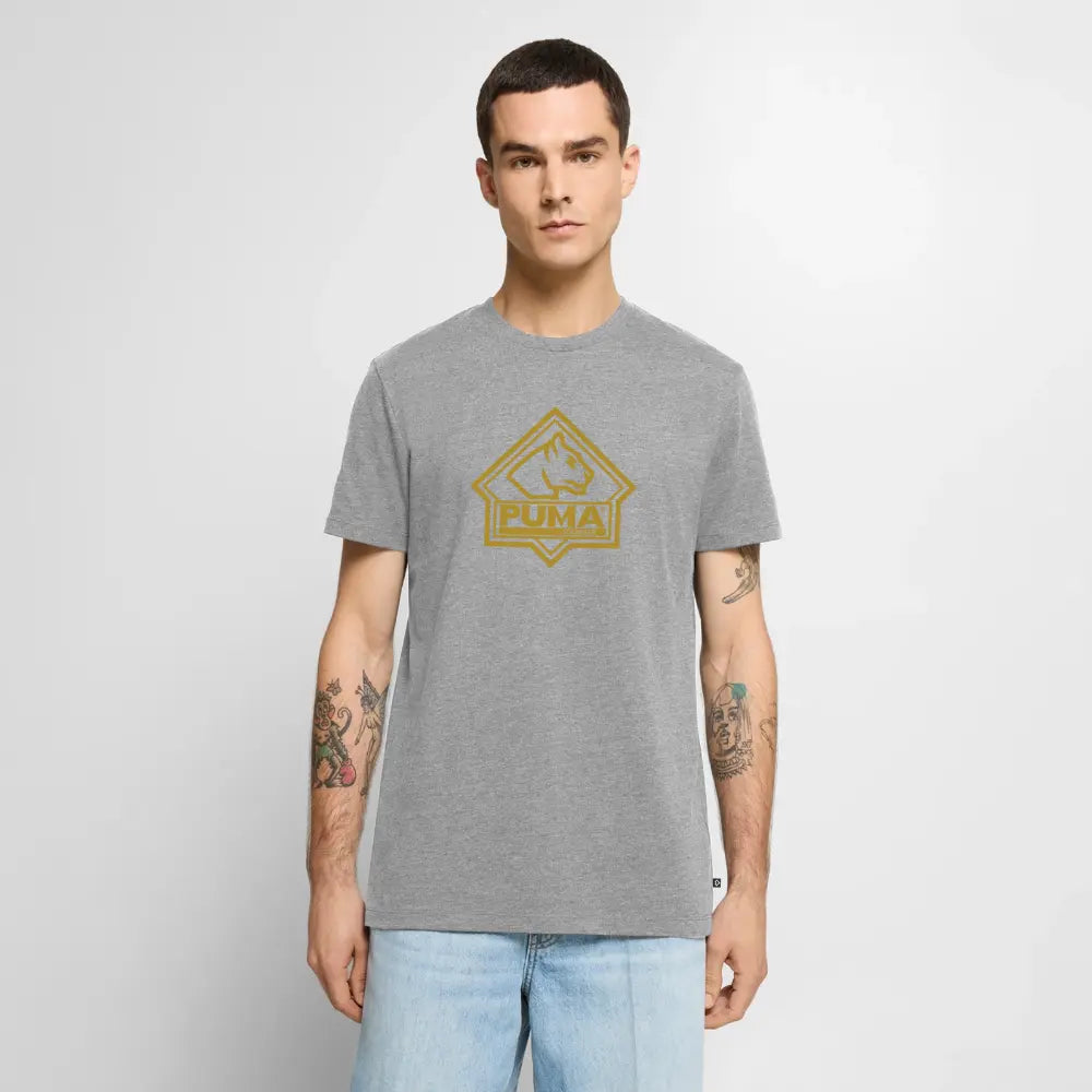 Men’s Premium T-Shirt PUMA Heritage Logo Front - heather grey