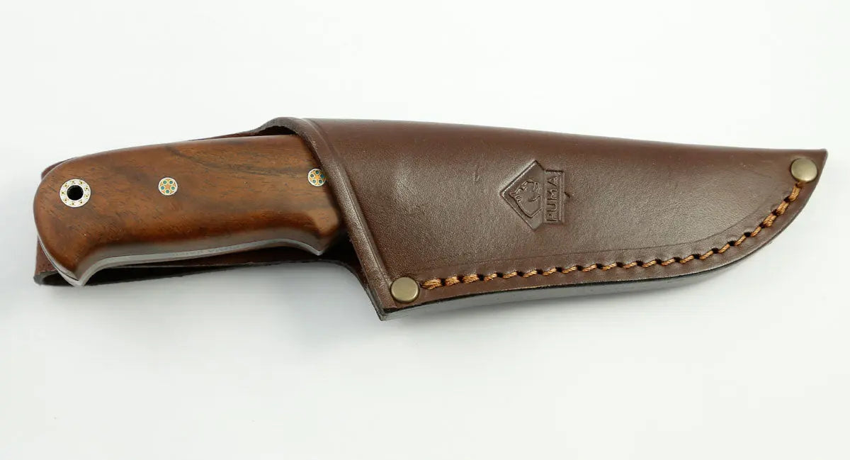 PUMA unicum Jagdmesser, Damast, Wüsteneisenholz mit Schmucknieten, Unikat