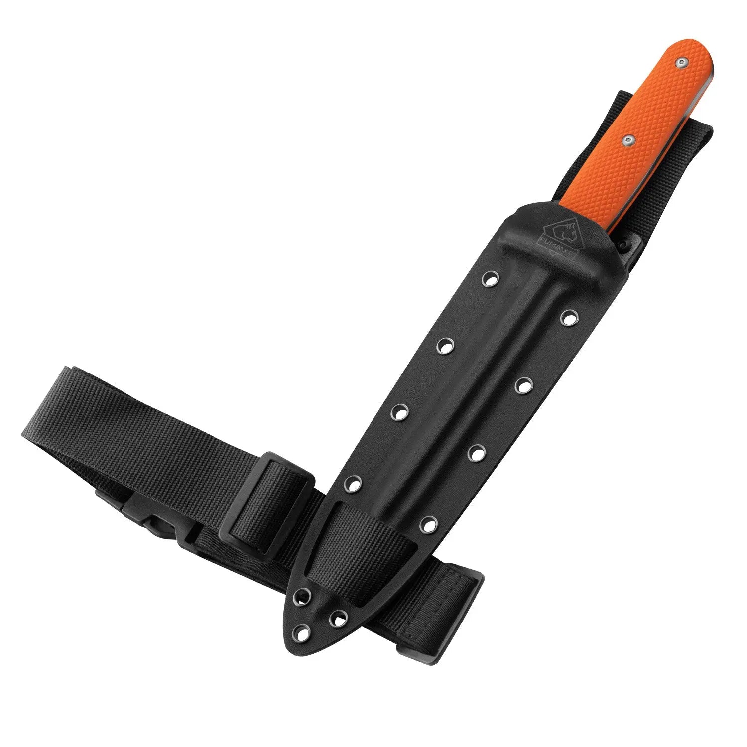 PUMA XP pig sticker 13, couteau de chasse, G10 orange avec motif écaille de poisson, étui Kydex