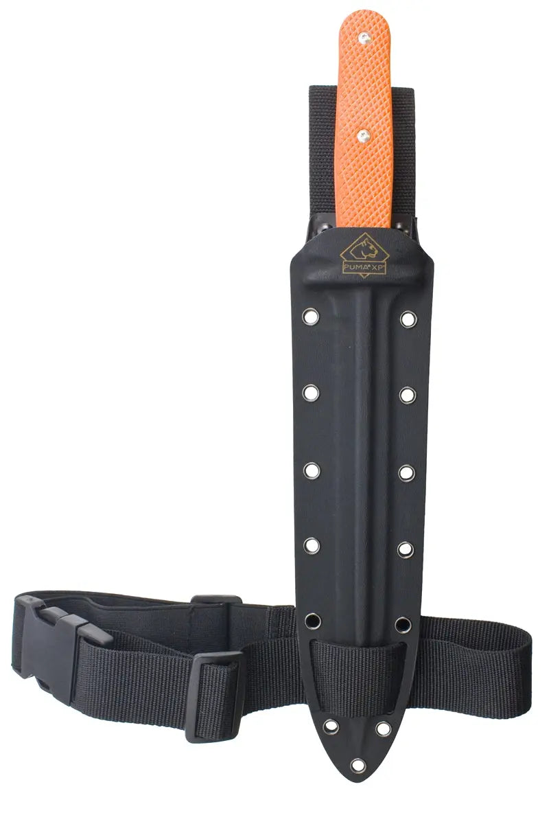 PUMA XP pig sticker 15, Abfangmesser, Orange G10 mit Fischhaut, Kydex Scheide