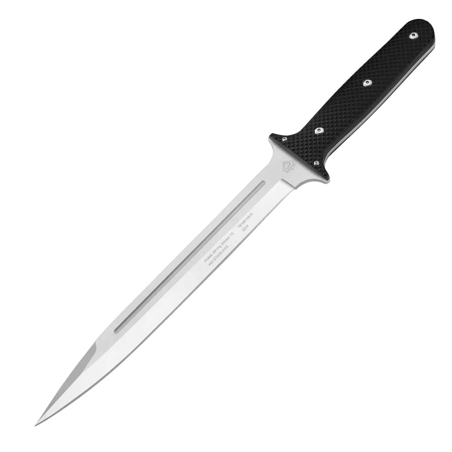 PUMA XP pig sticker 15, couteau de chasse, manche en pakka noir avec surface antidérapante, étui Kydex