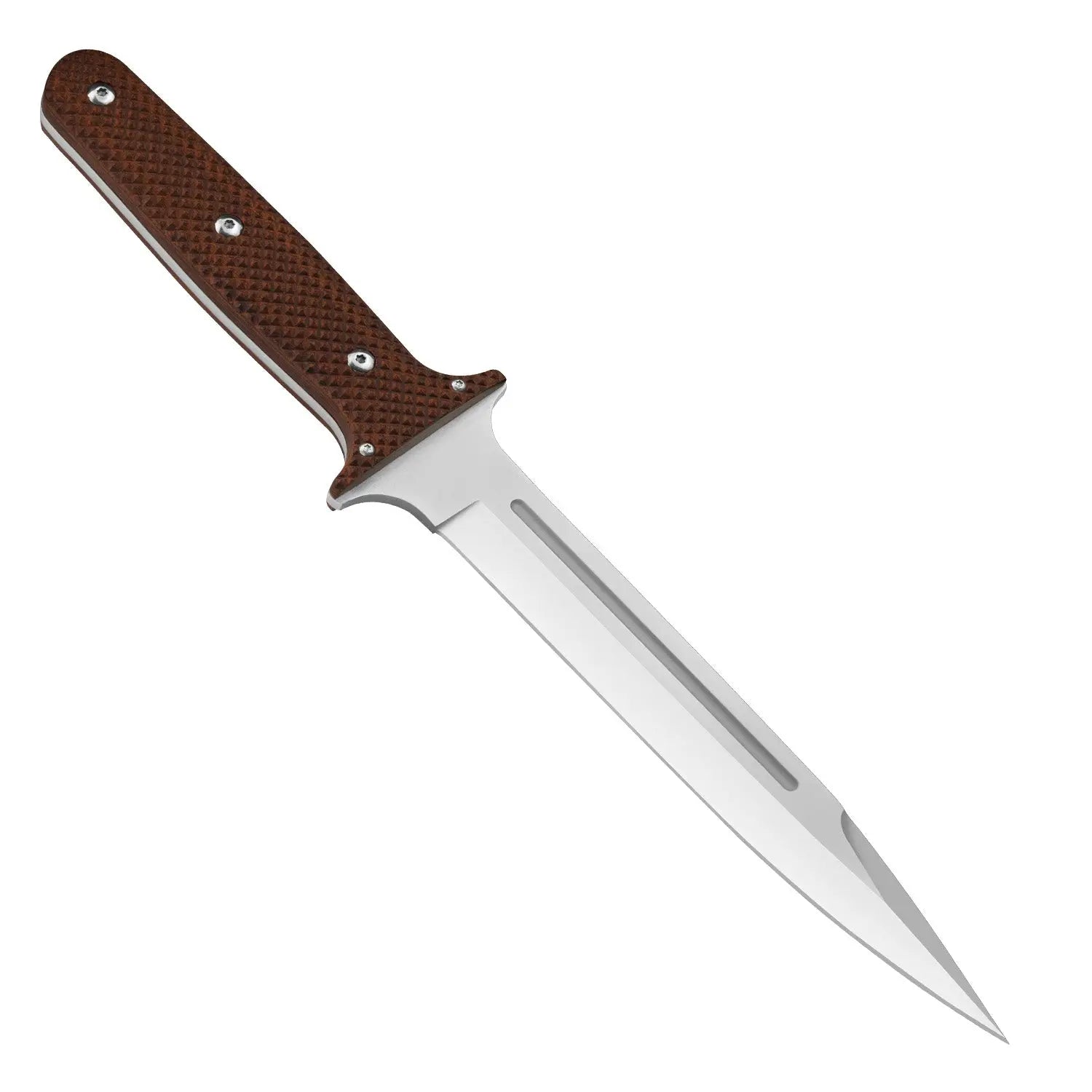 PUMA XP pig sticker 13, interceptor knife, brown Pakkawood with fish skin, leather sheath