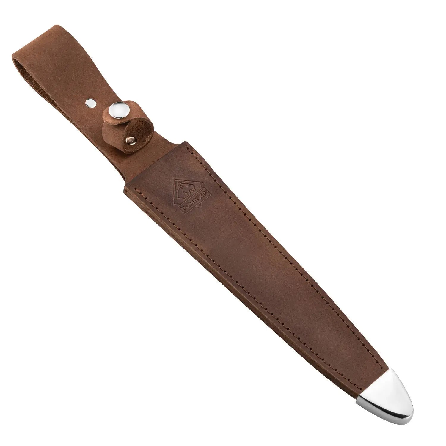 PUMA XP pig sticker 15, couteau de chasse, Pakkawood marron avec peau de poisson, étui en cuir