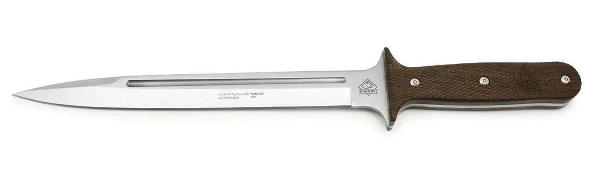 Puma XP pig sticker 15, Abfangmesser, Pakkaholz mit Fischhaut