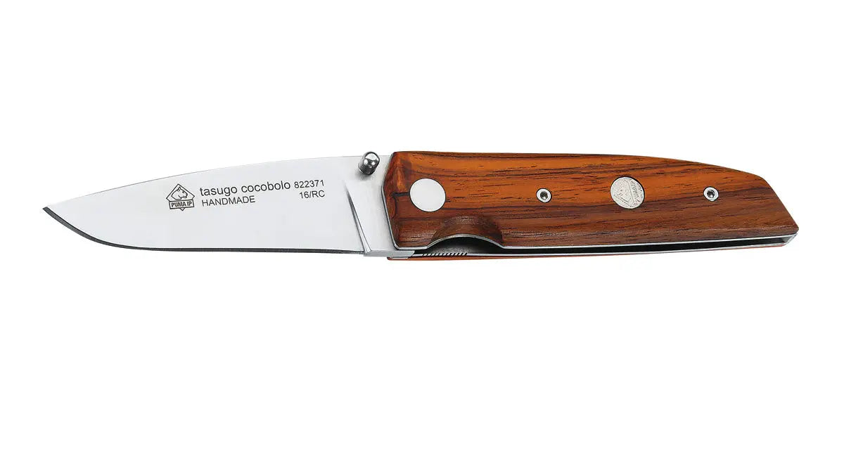 PUMA IP Tasugo Cocobolo Einhandmesser NML geöffnet, Einhandmesser mit Cocobolo-Holz