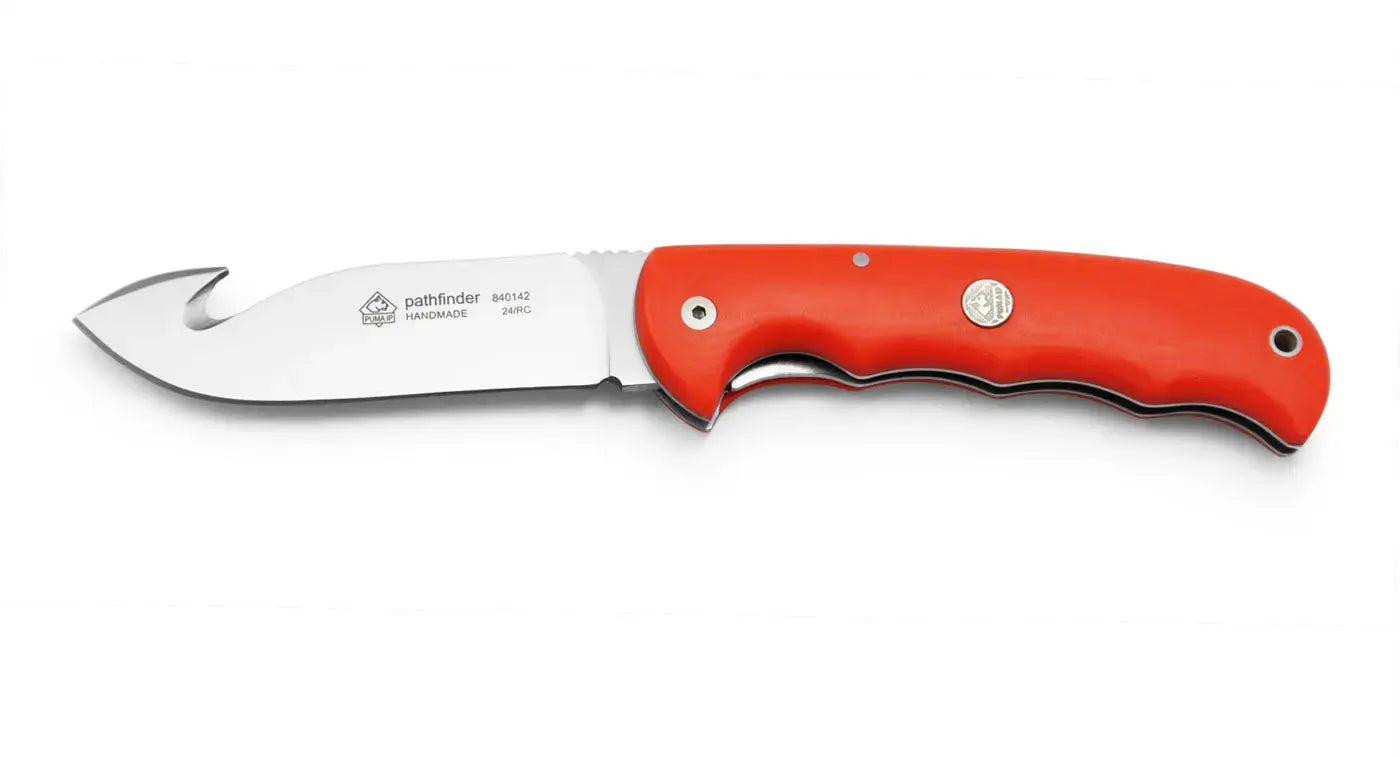 Jagdtaschenmesser, Outdoortaschenmesser, PUMA IP pathfinder mit Guthook, orangefarbenes Micarta