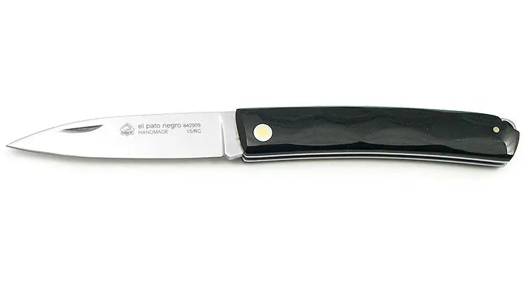 PUMA IP El Pato Negro Frontansicht, Jagdmesser mit schwarzen Griffschalen PUMA IP