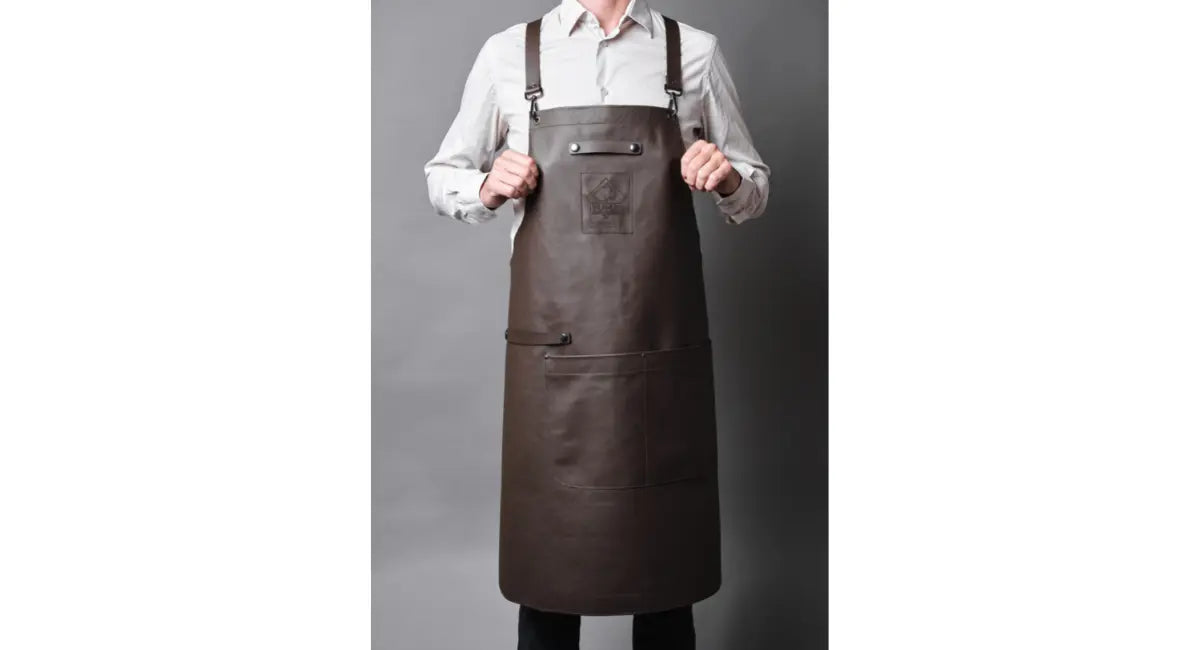 Koch- & Grillschürze, strapazierfähig und robust aus Rindleder Farbe braun