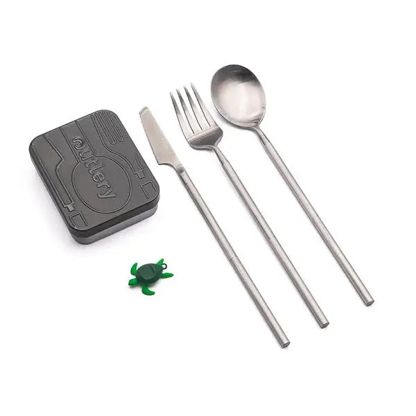 Ensemble d'ustensiles portables avec étui, couverts de bureau