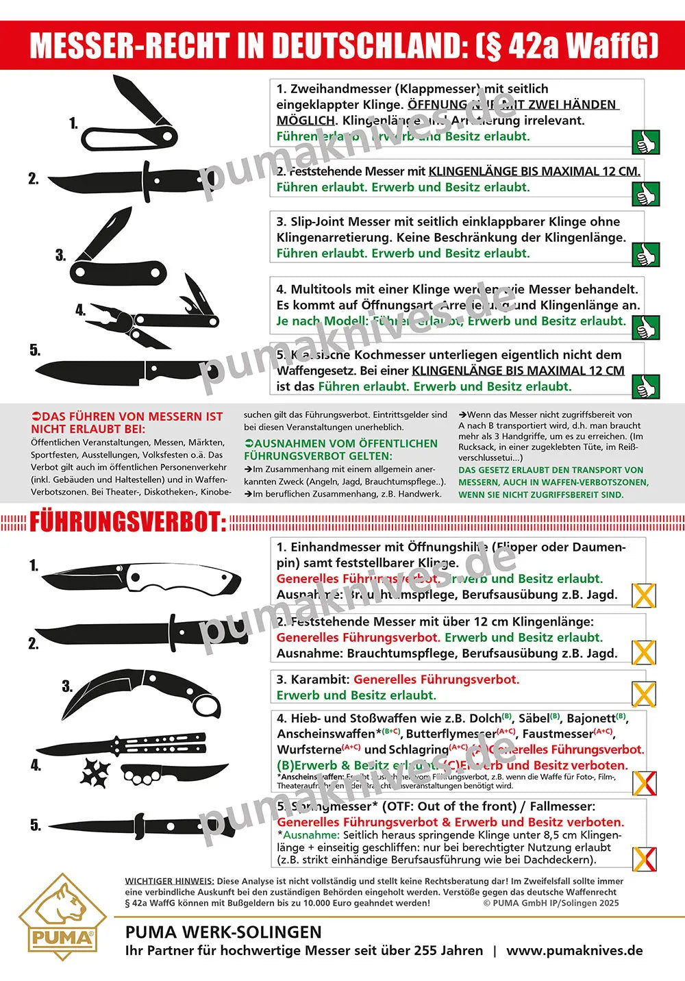 PUMA Knife Law in Germany /2025 – PUMA GmbH IP Solingen