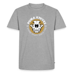 PUMA Men’s Premium T-Shirt "Skull Frontal Sharp Stuff" White - heather grey
