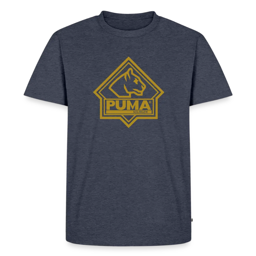 Men’s Premium T-Shirt PUMA Heritage Logo Front - heather denim