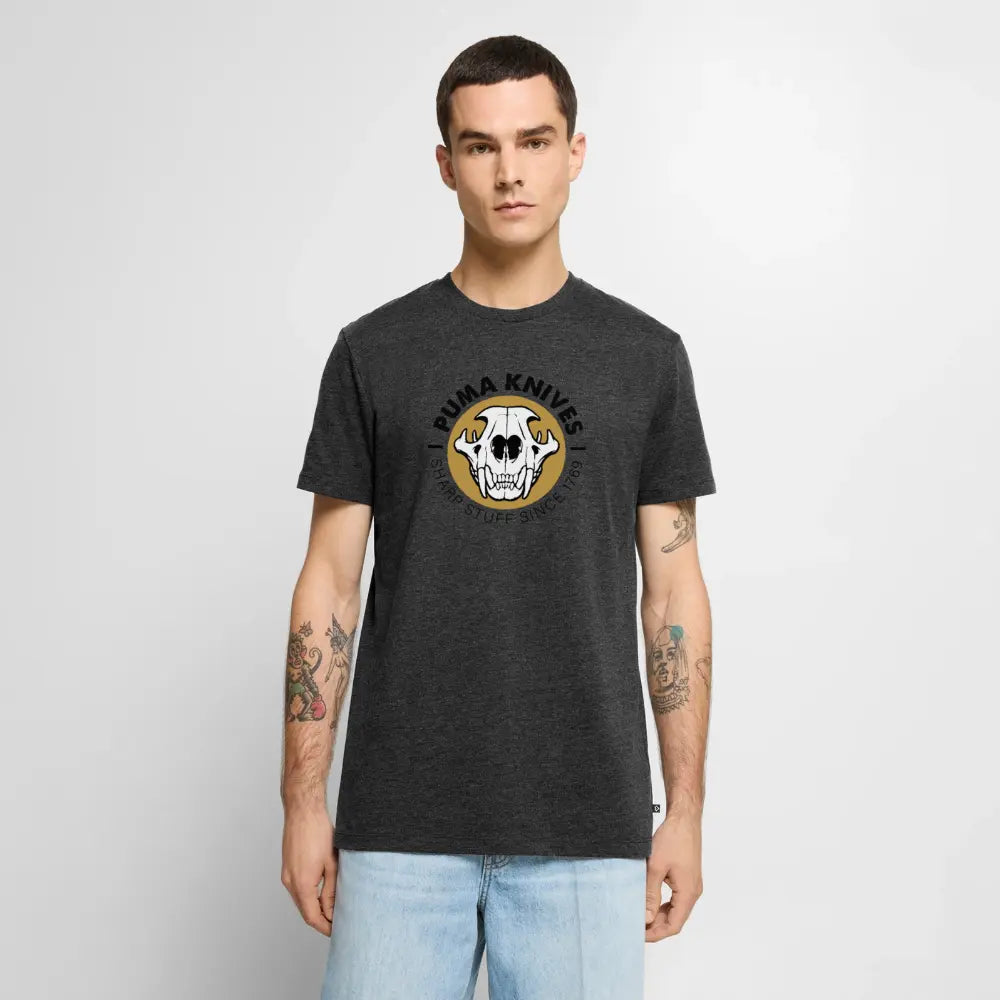 Men’s Premium T-Shirt Skull Frontal Sharp Stuff - heather anthracite