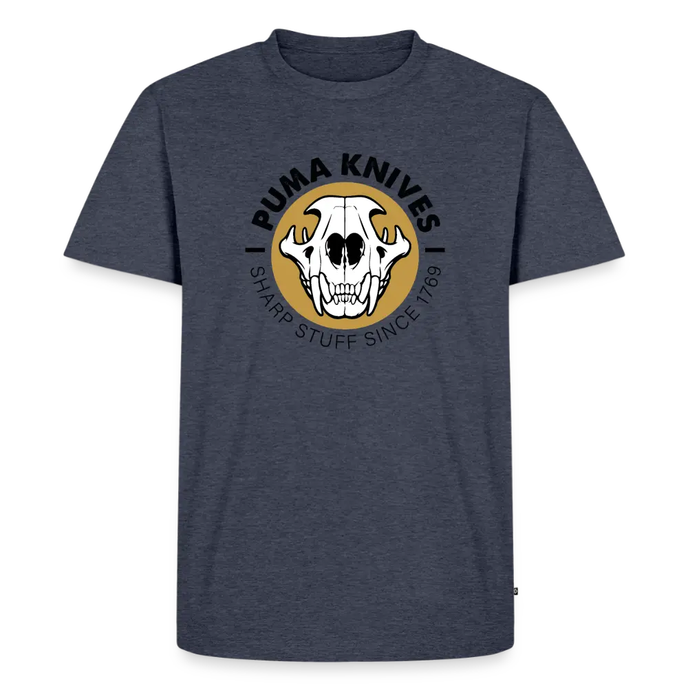Men’s Premium T-Shirt Skull Frontal Sharp Stuff - heather denim