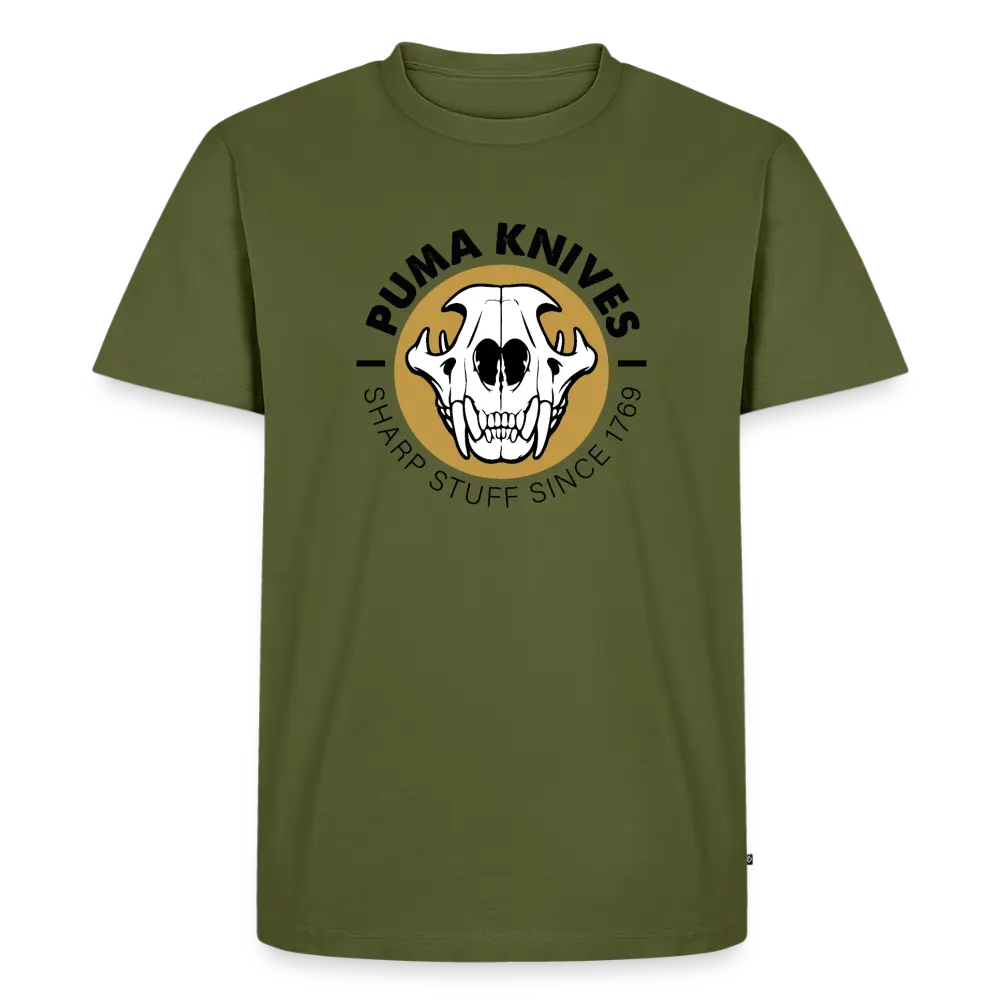 Men’s Premium T-Shirt Skull Frontal Sharp Stuff - khaki
