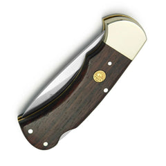 PUMA 4-Star Wood Taschenmesser geschlossen, kompaktes Solinger EDC-Messer mit Holz-Griffschalen