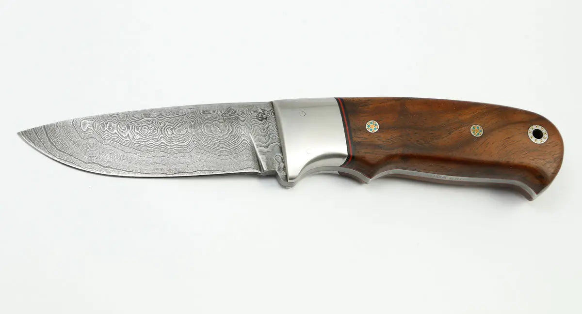 PUMA unicum Jagdmesser, Damast, Wüsteneisenholz mit Schmucknieten, Unikat