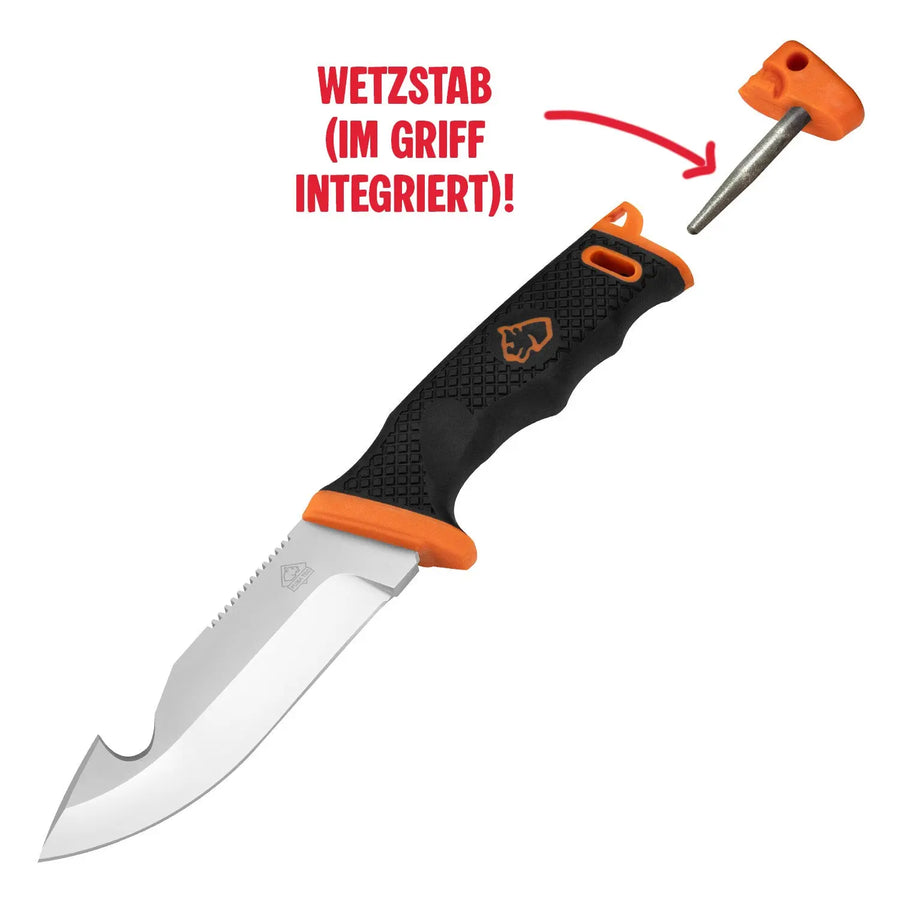 PUMA TEC Smart Hunting Jagdmesser mit Aufbrechhaken und Wetzstab im Griff