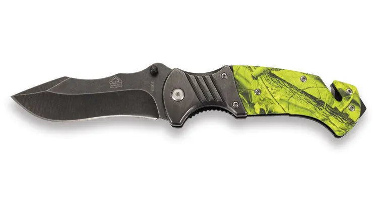 PUMA TEC Einhand-Rettungsmesser, Camo / grün