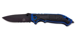 PUMA TEC Einhandmesser Glasbrecher schwarz-blau NML geöffnet, Rettungsmesser