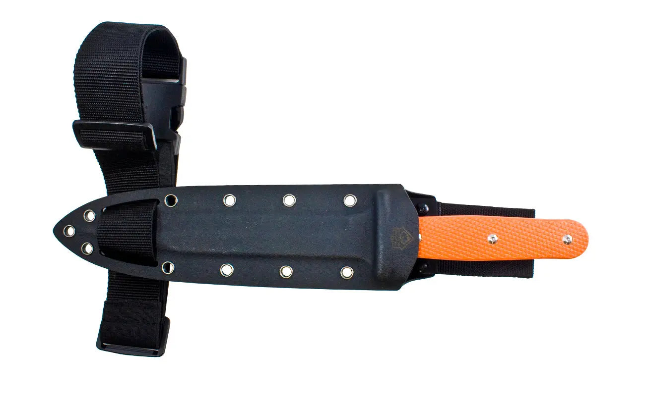 PUMA XP pig sticker 13, Abfangmesser, Orange G10 mit Fischhaut, Kydex Scheide