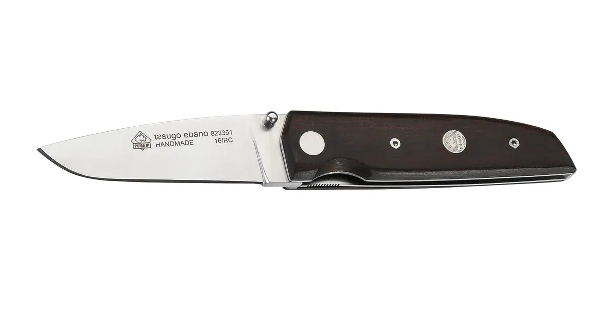 PUMA IP Tasugo Ebano Einhandmesser NML geöffnet, Einhandmesser mit Ebenholz-Griff
