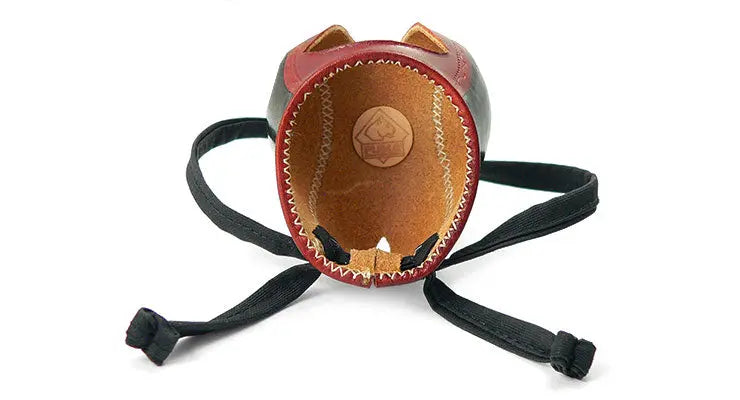 Puma Falkenhaube schwarz-braun Groesse 4,5 Seitenansicht, Falknerhaube fuer kleine Greifvoegel