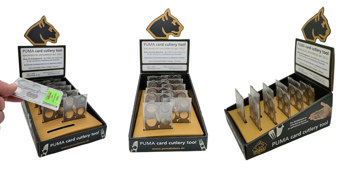 Thekendisplay / Aufsteller PUMA card cutlery tool / 30 Stk.
