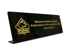 Thekendisplay / Aufsteller schwarz "Knifemakers to the world"