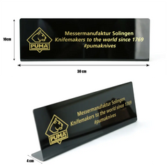 Thekendisplay / Aufsteller schwarz "Knifemakers to the world"