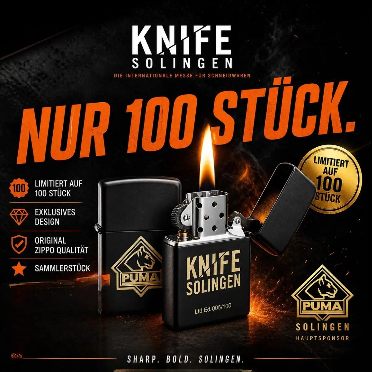 PUMA x KNIFE Solingen Zippo® Limited Edition 2026 PUMA GmbH IP Solingen