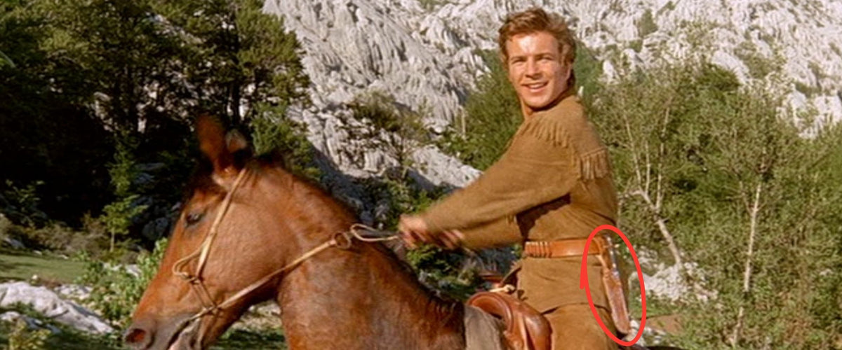 Filmszene Winnetou Cowboy auf Pferd