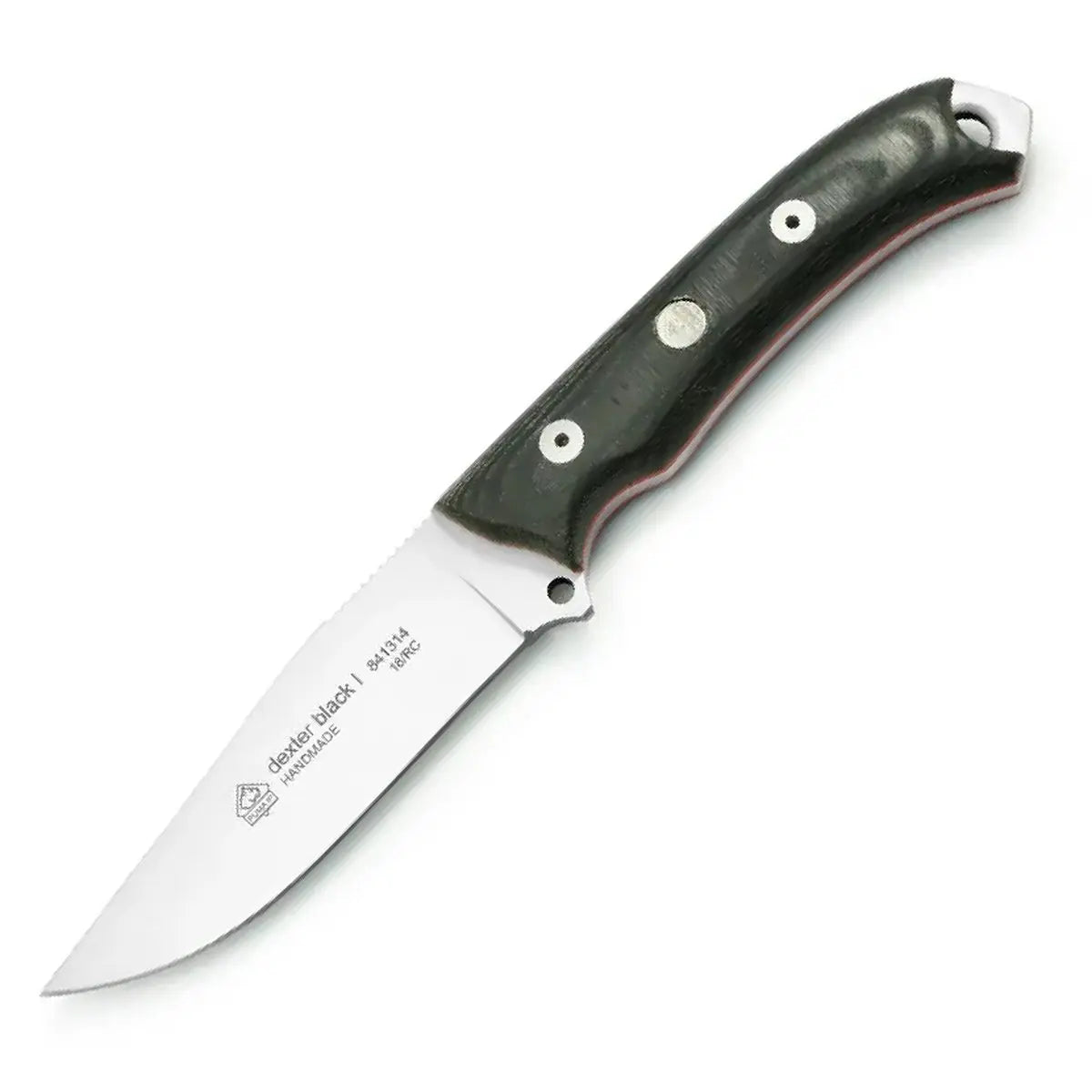 PUMA IP Dexter Black I Frontansicht, feststehend schwarze Griffschalen PUMA IP