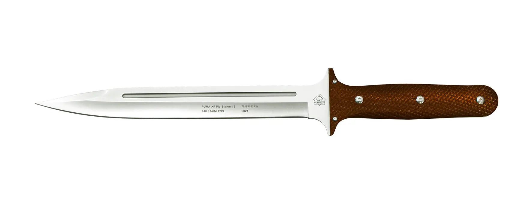 PUMA XP pig sticker 15 interceptor knife, brown pakkawood, leather