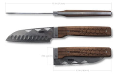 nCamp Elite Santoku-Style Food Prep Knife (Damastklinge/Walnussholzgriff) mit Lederetui