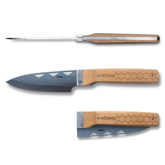 nCamp Premium Kochmesser (9cr18Mov Klinge/Buchengriff) mit Nylontasche